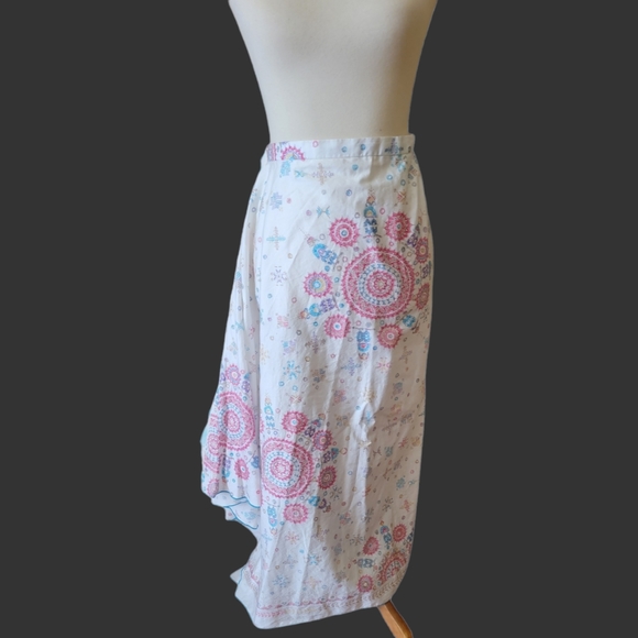PERUVIAN CONNECTION | PIMA COTTON PRINT HANDKERCHIEF MAXI SKIRT - Picture 4 of 11